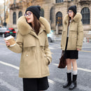 Fleece-lined Thickened Cotton Clothing Female Large Fur Collar Quilted Jacket