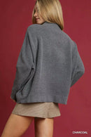 Umgee V-Neck Sweater with Wide Trim Detail