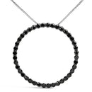 .925 Sterling Silver 4.0 Cttw Black Diamond Open Hoop Circle 18" Pendant Necklace (Black Color, I2-I3 Clarity)
