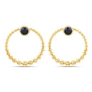 0.38 Carat Genuine Blue Sapphire and White Diamond 10K Yellow Gold Earrings