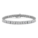 .925 Sterling Silver 2 Cttw Prong Set Round-Cut Diamond 4 Stone Box Link Bracelet (I-J Color, I3 Clarity) - 7.25"