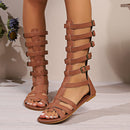 High Flat Belt Buckle Boots Roman Fish Mouth Sandal Boots