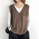 Simple V-neck Artistic Knit Vest