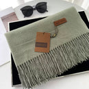 Womens Thickened Fashionable Solid-Color Tassel Scarf