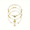 Multi-layer White Rice Bead Shell Starfish Anklet
