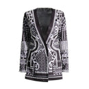 Pearl-bead Printed Petite Blazer For Women