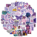 Cute Purple Girl Graffiti Stickers Luggage