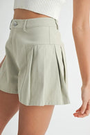 MABLE Pleated High Waist Twill Shorts
