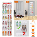 Over the Door Shoes Rack 24-Pocket Crystal Clear Organizer 6-Layer Hanging Storage Shelf for Shoes Slippers Small Toys Closet Cabinet