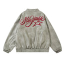Men's Embroidered Letter Loose Leather Jacket