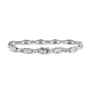 14K White Gold 1.0 Cttw Invisible Set Princess Diamond Alternating Link Tennis Bracelet (I-J Color, I1-I2 Clarity) - 7.25"