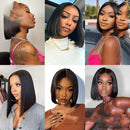 Short Bone Straight 13x4 Transparent Lace Front Wig