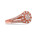 14K Rose Gold Plated .925 Sterling Silver 1/2 Cttw Pave Diamond Halo Cluster Split Shank Cocktail Ring (I-J Color, I1-I2 Clarity) - Size 6