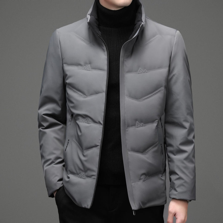 Mens Casual Color Stand-collar White Duck Down Warm Down Jacket