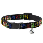 Cat Collar Breakaway - JUSTICE LEAGUE OF AMERICA w Superhero Blocks Black Multi Color