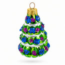 Snow-Covered Garland Tree Glass Christmas Ornament