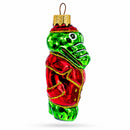 Crocodile in Red Jacket Glass Christmas Ornament