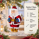 Santa with Blue Mittens Glass Christmas Ornament