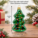 Green Tree with Gold Garland Glass Christmas Ornament