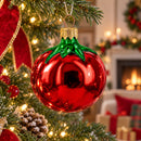 Red Tomato Mini Glass Christmas Ornament 2.8 Inches