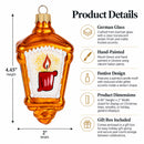 Lantern with Pine Branch Glass Christmas Ornament