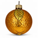 Orange with Shiny Leaf Glass Christmas Ornament 3 Inches