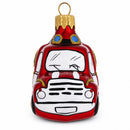 Red Firefighting Truck Mini Glass Christmas Ornament