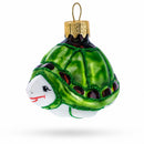 Turtle with Glittered Shell Mini Glass Christmas Ornament