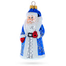 Santa Claus in Blue Robe Father Frost Glass Christmas Ornament