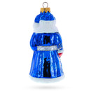 Santa Claus in Blue Robe Father Frost Glass Christmas Ornament