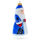 Santa Claus in Blue Robe Father Frost Glass Christmas Ornament