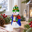 Snowman with Red Bow Tie Glass Christmas Ornament