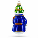 Snowman with Red Bow Tie Glass Christmas Ornament