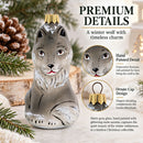 Gray Wolf Glass Christmas Ornament