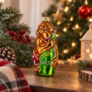 Monkey with Wine Bottle Glass Christmas Ornament