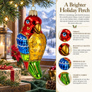 Parrot with Bright Feathers Glass Christmas Ornament