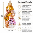 Cherub Angel Musician Playing Golden Mandolin Glass Christmas Ornament