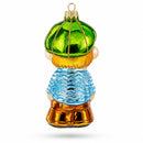 Toddler Boy With Pacifier Glass Christmas Ornament