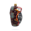 Red Headed Woodpecker Perched On Bark Glass Christmas Ornament