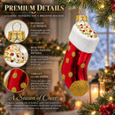 Golden Polka Dot Stocking Glass Christmas Ornament
