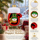 Red Mitten with Snowman Glass Christmas Ornament