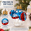 Tractor Style Aircraft Flying Above Clouds Mini Glass Christmas Ornament