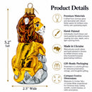 Lion on Gray Rock Glass Christmas Ornament