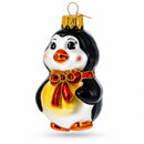 Penguin with Bow Glass Christmas Ornament