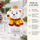 Polar Bear Cub Waving Glass Christmas Ornament