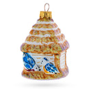 Birdhouse with Bluebirds Glass Christmas Ornament