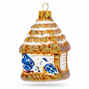Birdhouse with Bluebirds Glass Christmas Ornament