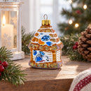 Birdhouse with Bluebirds Glass Christmas Ornament