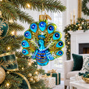 Festive Peacock Glass Christmas Ornament