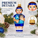 Tennis Player Glass Christmas Ornament